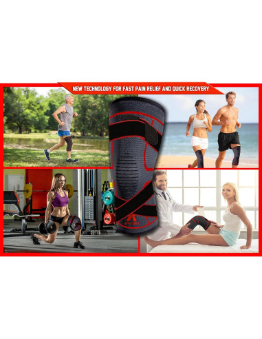 Manga de Compresión para Rodilla Athledict Grande Gris/Rojo
