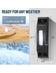 Botón de timbre LED Enhon, metal negro mate, 7.62 cm 2