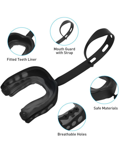 Protector Bucal Deportivo MESUADESI Negro 2 Piezas para Fútbol y Más