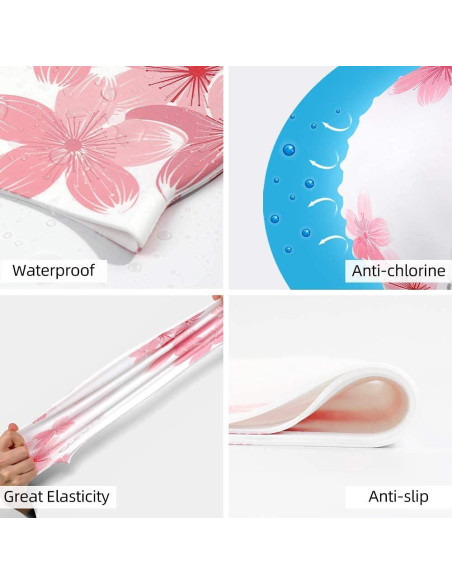 Gorra de Natación de Silicona COPOZZ para Mujeres - Flor de Cerezo