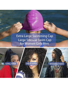 Gorro de natación Geltvilra D-ym para cabello largo y trenzas 2