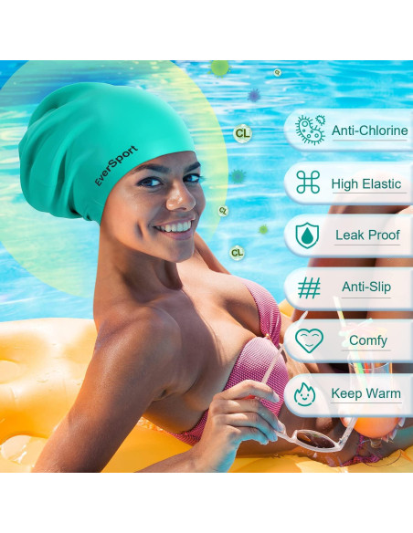 Gorro de natación grande EverSport de silicona para trenzas