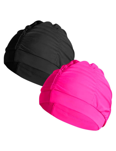 Gorras de Baño Wholelovein 2 Pcs Nylon Negro y Rosa Gorras de Baño Wholelovein 2 Pcs Nylon Negro y Rosa