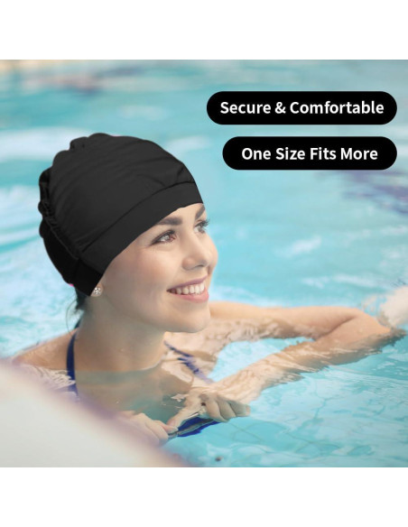 Gorras de Baño Wholelovein 2 Pcs Nylon Negro y Rosa Gorras de Baño Wholelovein 2 Pcs Nylon Negro y Rosa