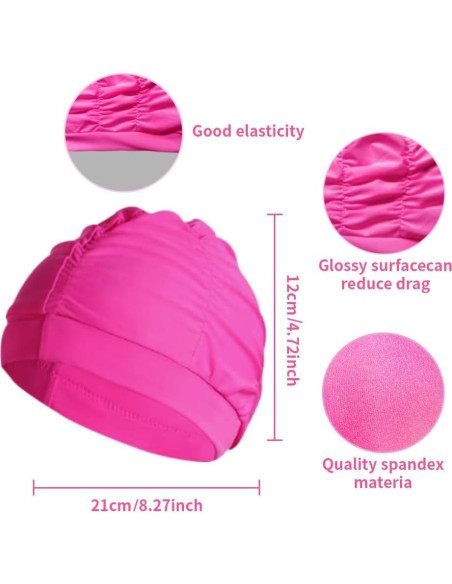 Gorras de Baño Wholelovein 2 Pcs Nylon Negro y Rosa Gorras de Baño Wholelovein 2 Pcs Nylon Negro y Rosa