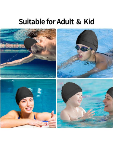 Gorras de Baño Wholelovein 2 Pcs Nylon Negro y Rosa