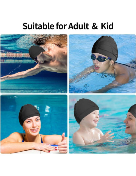 Gorras de Baño Wholelovein 2 Pcs Nylon Negro y Rosa Gorras de Baño Wholelovein 2 Pcs Nylon Negro y Rosa