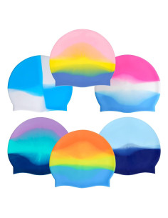 6 Gorros de Natación de Silicona Unisex Tayfremn Multicolor