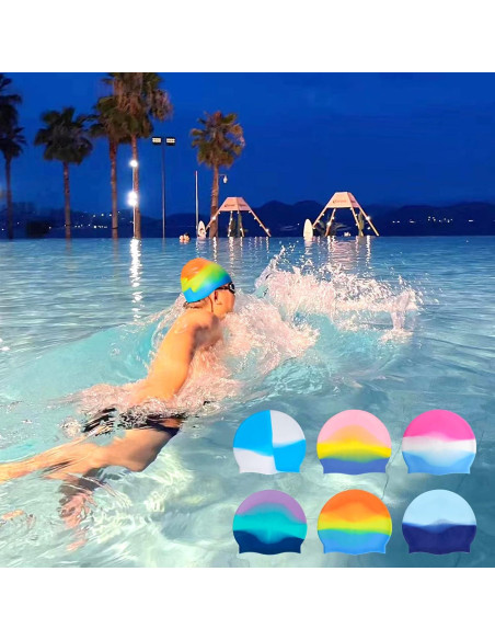 6 Gorros de Natación de Silicona Unisex Tayfremn Multicolor 6 Gorros de Natación de Silicona Unisex Tayfremn Multicolor