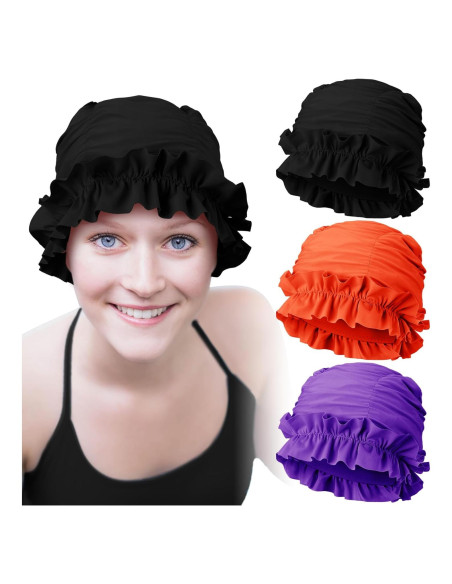 Gorros de Natación Soulchen para Mujeres - 3 Piezas Rizados