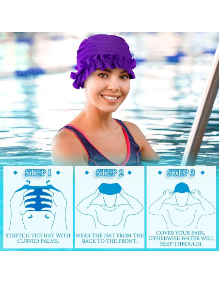 Gorros de Natación Soulchen para Mujeres - 3 Piezas Rizados