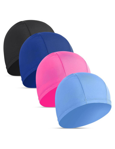 4 Gorras de Natación Elásticas Wholelovein - Unisex, Nylon