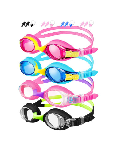 Gafas de Natación XDX para Niños 4-14 Años, Paquete 4, Antiempañante UV