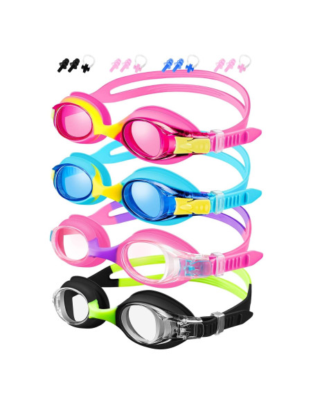 Gafas de Natación XDX para Niños 4-14 Años, Paquete 4, Antiempañante UV
