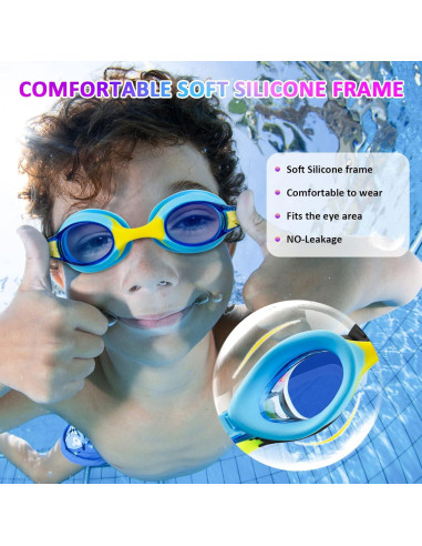 Gafas de Natación XDX para Niños 4-14 Años, Paquete 4, Antiempañante UV