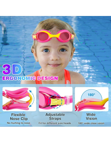 Gafas de Natación XDX para Niños 4-14 Años, Paquete 4, Antiempañante UV