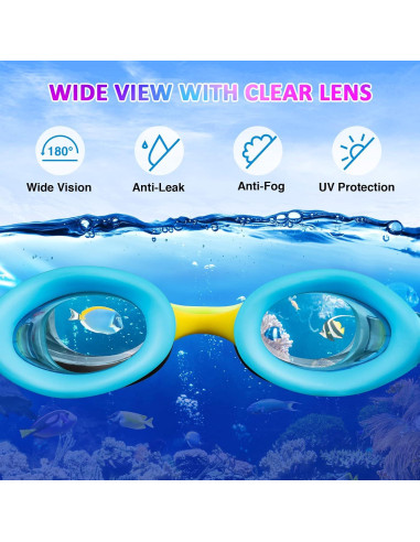 Gafas de Natación XDX para Niños 4-14 Años, Paquete 4, Antiempañante UV