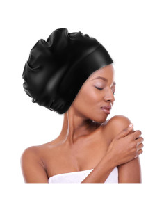Gorro de natación extra grande Teaaha de silicona negro