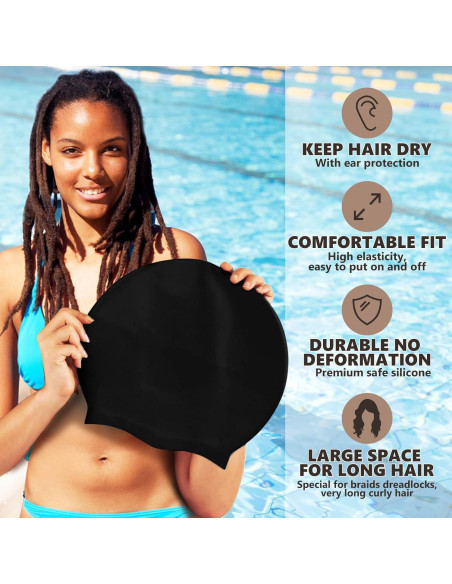 Gorra de Natación Extra Grande YOGINGO para Cabello Rizado