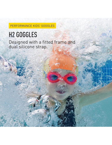 Gafas de natación FINIS H2 Jr Rosa/Aqua - Niños 3-6 años