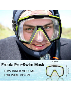 Máscara de Natación Freela Unisex Amarilla con Lentes Templados 2