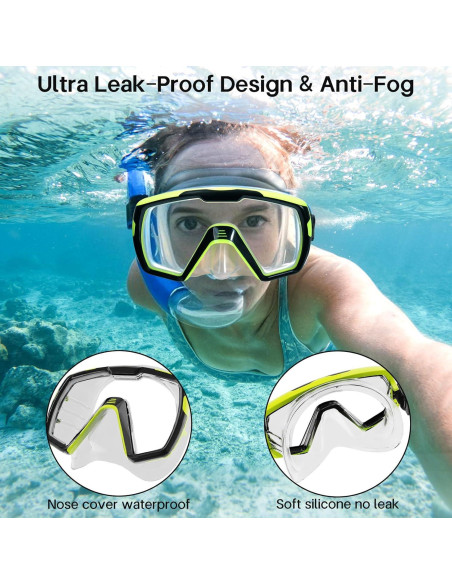 Máscara de Natación Freela Unisex Amarilla con Lentes Templados