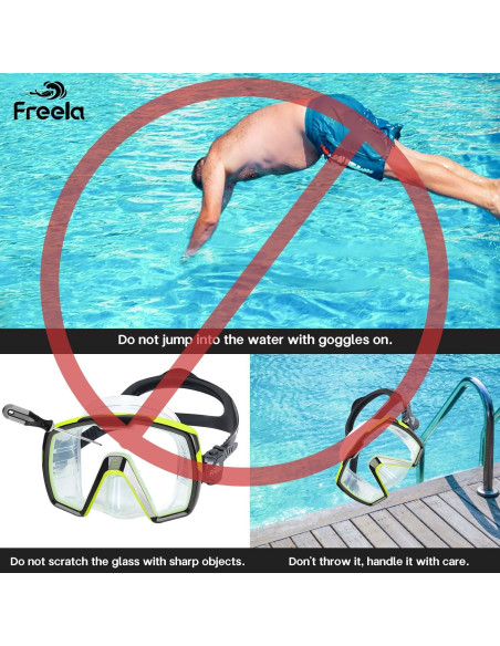 Máscara de Natación Freela Unisex Amarilla con Lentes Templados