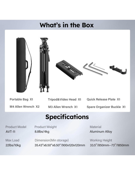 Trípode de Video SIRUI AVT-11 con Cabezal Fluido 360