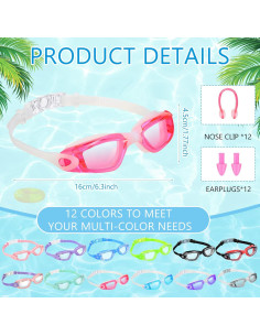 Paquete de 12 Gafas de Natación Antivaho Xuhal para Adultos 2