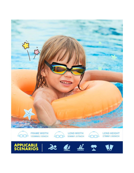 Gafas de natación QALLY para niños UV400 3 paquetes