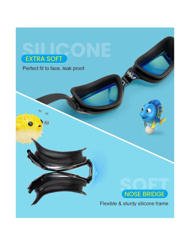 Gafas de natación QALLY para niños UV400 3 paquetes