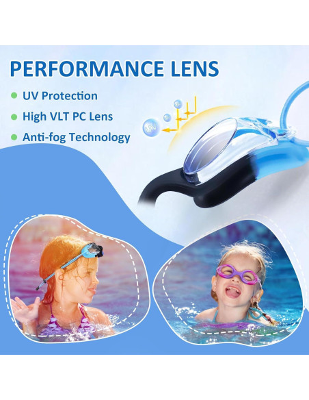 Gafas de natación XDX para niños - Paquete de 3, antiempañante