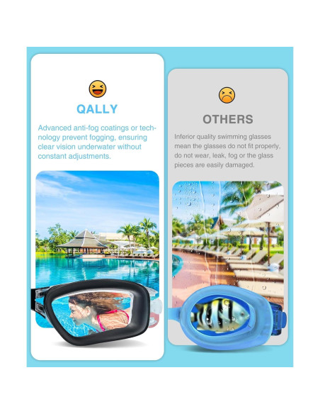 Gafas de natación QALLY para niños UV400 3 paquetes