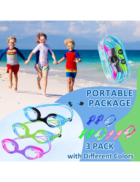 Gafas de natación XDX para niños - Paquete de 3, antiempañante