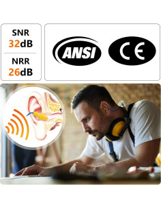 Tapones de Silicona DISON 100 Pares 32dB Reutilizables con Cordón 2