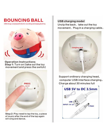 Juguete Interactivo para Perros Cerdo Rojo 120 Canciones