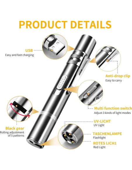 Juguete Interactivo para Gato Yiwu Puntero Láser USB 7 Modos