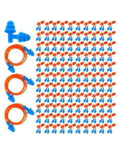 Tapones para Oídos Xuhal 200 Pares Silicona con Cable Azul