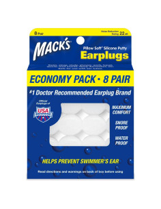 Tapones para oídos de silicona Mack's, 8 pares, impermeables