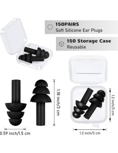 Tapones de Silicona Tondiamo 150 Pares Reutilizables Negros 2
