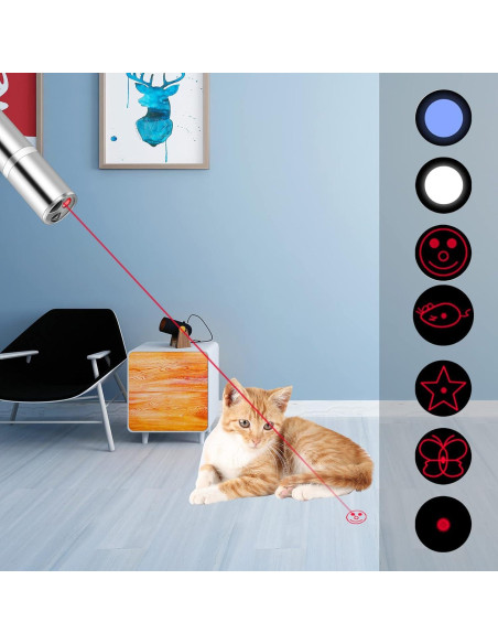 Juguete Interactivo para Gato Yiwu Puntero Láser USB 7 Modos
