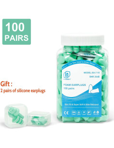 Tapones de Espuma LYSIAN 100 Pares para Oídos Pequeños 35dB 2