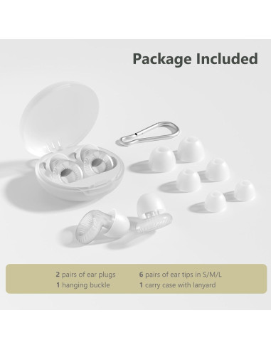 Tapones para Oídos Reutilizables Yawsoy 15-18 dB SNR Transparentes