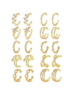 Aretes Clip Tornito 10 Pares Acero Inoxidable Ajustables