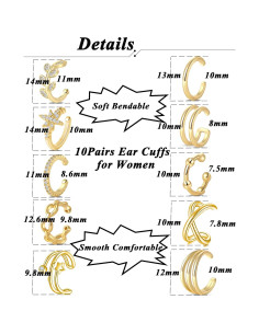 Aretes Clip Tornito 10 Pares Acero Inoxidable Ajustables 2