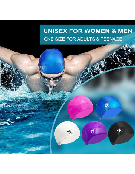 Gorros de Natación Silicona NANASO Unisex 2 Piezas con Tapones