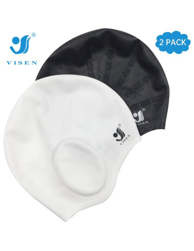 Gorros de Natación Silicona NANASO Unisex 2 Piezas con Tapones