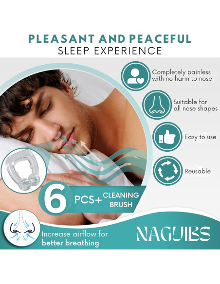 Pack de 6 Clips Nasales Magnéticos NAGUIBS para Ronquidos