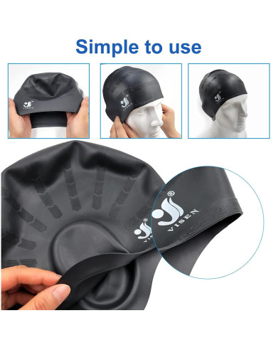 Gorros de Natación Silicona NANASO Unisex 2 Piezas con Tapones