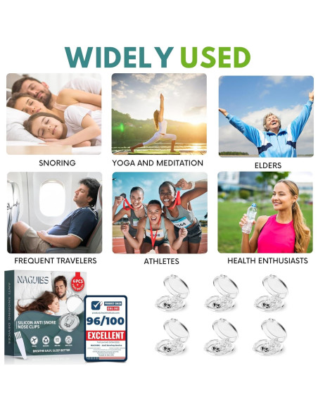 Pack de 6 Clips Nasales Magnéticos NAGUIBS para Ronquidos